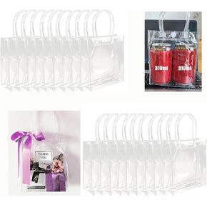 ACKJGGG 24Pcs Clear Gift Bag PVC Reusable Birthday Gift Bags Plastic Transparent with Handles Small Bag 6x5x 2.8 Inch Goodie Bag for Party Supplies Wedding Celebrations