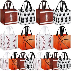Kigeli 60 PCS Sports Party Favor Pags Plass Gift Gift Ball Wrapp Wraps Baseball Baseball Football Bag Bag مع مقابض غير منسوجة غير منسوجة لعيد ميلاد فريق Ball Team Party
