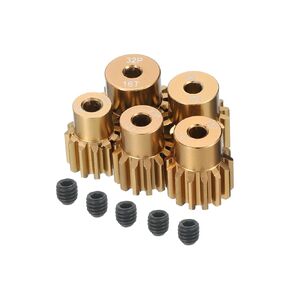 Meccanixity 5pcs 32dp m0.8 ترس ترس مركزي 3.175 ملم عمود 12T/13T/14T/15T/16T الصلبة التروس الألومنيوم لسيارة طراز RC 1/10 ، نغمة الذهب