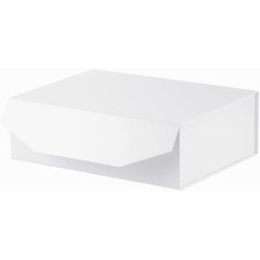 1 Pcs White Gift Box Large 13x11x5.3 Inch Large Black Gift Box Large Magnetic Gift Box with Crinkle Paper White Large Gift Box with Shredded Paper Luxury Gift Boxes with Lids for Presents