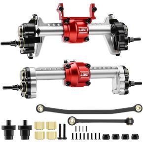 Globact for 1/24 FCX24 Portal Pront Pront Axles Set Groud There Thankedial & Diff Locker جميع المحاور المعدنية لـ FMS FCX24 Power Wagon Smasher Lemur K5 Blazer FCX18 LC80 ترقية (Silver)