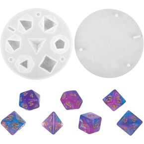 Dice Molds for Resin, Silicone Molds for Crafts with 7 Standard Dice Shapes, Candle Domino Silicone DND Dice Mold Making Kit for Epoxy Resin, Charms DIY Making Table Game Jewelry Candles