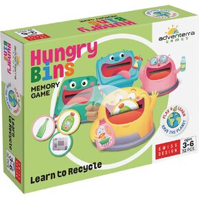 Hungry Bins - لعبة لوحة عائلية حول إعادة التدوير والتسميد - ألعاب المرح والتعليمية في مرحلة ما قبل المدرسة للبنين والبنات - موارد التعلم للأطفال الذين تتراوح أعمارهم بين 3-6 سنوات