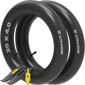 20 x 4.0 Inner Tube Set with Schrader Valve - Ideal for Mountain Bikes & E-Bikes with 20-Inch Fat Tires - Durable & Reliable Performance- 2 Pack with Tire Levers