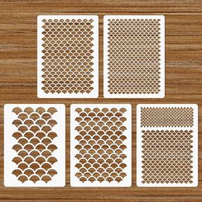 Bohuiz Fish Scale stencil لطلاء مكياج ، 5 مساءً قابلة لإعادة الاستخدام للطلاء ، قوالب الطلاء الفنية DIY للطلاء ، الحرف ، أثاث الجدران