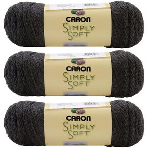 Caron Bulk Buy Simply Soft Heather Yarn (3-Pack) Charcoal H9700H-9508