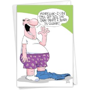 NobleWorks - Funny Birthday Greeting Card with 5 x 7 Inch Envelope (1 Card) Bday Line Four Again 8397