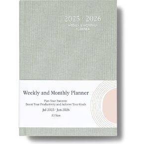 2025-2026 مخطط-مخطط أسبوعي وشهري ، يوليو 2025-يونيو 2026 ، غلاف الكتان ، كتاب مخطط تقويم 2025-2026 مع علامات تبويب ، جمالية ، مثالية لمستلزمات المنازل المكتبية (SAGE ، A5 (Jul 2025-Jun 2026))