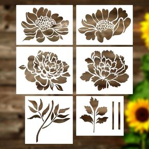 6pcs سياج حديقة من الإستنسل الزهرة الكبيرة على الخشب ، والستنسل الجدران قال قالب الطلاء عباد الشمس