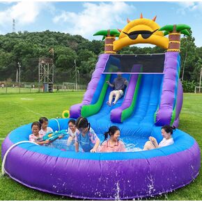 26FT Commercial Water Slide for Adults Kids (Double Water Slides&Bigger Splash Pool), 100% PVC Inflatable Water Slides with Blower, Giant Blow Up Adult Water Slide Backyard Outdoor, 26x12x14ft