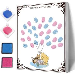 Azbuk Winnie Baby Gender الكشف عن دفتر الضيوف ، Tree Winnie Photeprint Tree ، كتاب توقيع استحمام الطفل مع الحبر ، Gender Canner Party Creative Game.