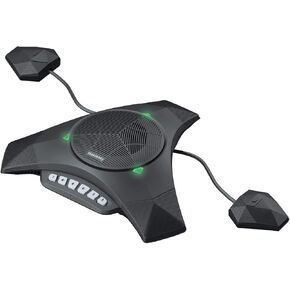 MVOICE8010EX-B مكبر صوت ميكروفون مؤتمر ، 360 درجة و 16 قدمًا ، نطاق الالتقاط الصوتي/الحد من الضوضاء/إلغاء الصدى/مكبر صوت بلوتوث USB مع 2 ميكروفون قابل للتوسيع ل 12 شخصًا غرفة اجتماعات كبيرة