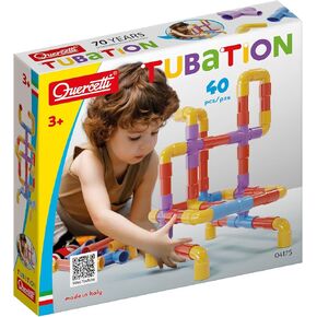 Quercetti Tubation - 40 Piece Interlocking Pipeline Maze Building Set - Open Ended Construction Toy for Ages 3 and Up (Made in Italy)