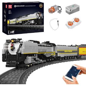 Mould King 12031 UP844 Steam Train Building Kit for Boys, Remote Controlled Locomotive Train Blocks Set with LED Light and Train Tracks, Collectible Steam Locomotive Display Model (3357 Piece)
