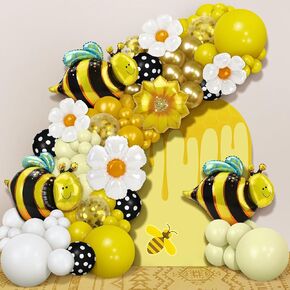Bumble Bee Balloons Arch Kit - Decor Decor Decord Baby Bee Pee الأصفر والأبيض