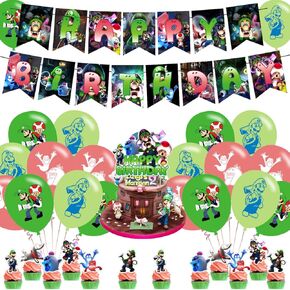 Luigi's Mansion 3 Party Pack - Banner تحت عنوان ، أغطية الكعك ، بالونات للاحتفالات بعيد الميلاد