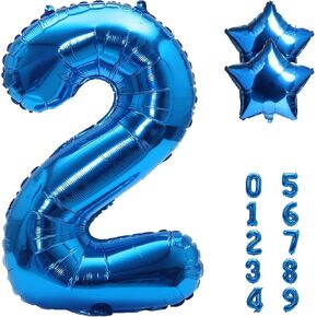 40 inch Navy Blue Big Size Number Foil Helium Balloons 0-9 and 2 pc 10" Star balloon for Birthday Party Anniversary Celebration Decoration Large globos(40inch-Blue-5)