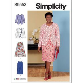 Simplicity يغيب عن سترة وخياطة مجموعة طقم الخياطة ، الكود S9553 ، أحجام 26W-28W-30W-32W ، متعدد الألوان