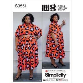 Simplicity Misses' Pullover Top, Shorts and Skirt by Mimi G Sewing Pattern Kit, Code S9551, Sizes 26W-28W-30W-32W-34W, Multicolor