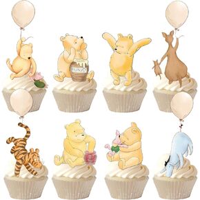 48 PCS Winnie the Pooh Cupcake Toppers ، Dust Dream Decoration Cupcake Topper Cut
