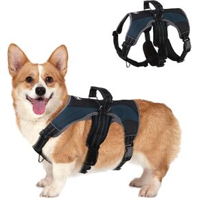 Mihachi Dog Harness للكلاب المتوسطة ، الهروب من الهروب لا يوجد سترة خدمة السحب مع شرائح عاكسة ومقبض التحكم ، قابل للتعديل ودافئ لسهولة المشي ، لا يوجد خنق الأليف مع حلقتين معدنيتين ، أزرق م