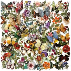 MAXLEAF 120PCS Scrapbook Stickers Flower Plant Butterfly Decorative Stickers Set PET Waterproof Transparent Decals for Scrapbooking Junk Journal Planner Card Making Laptop