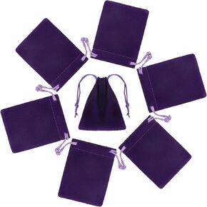 20 PCS أكياس مجوهرات صغيرة مخملية مخملية مع أكياس الهدايا الأرجواني الأرجواني المخملي أكياس تفضل حقائب الهدايا المخملية لأساور المجوهرات الحفلات (2.8''x3.5 '')