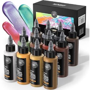 Paul Rubens Acrylic Paint, 12 Colors Metallic Acrylic Paint Set A, 2oz/60ml Bottles, Rich Pigments, Strong Coverage Acrylic Paints For Adults, Artists, Beginners On Canvas Rocks Wood Ceramic Fabric
