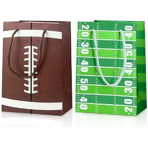 KEEPARTY 16PCS Football Gift Bags with Handles have Two Different Classic Patterns for Sports Game Parties Easy Carry Wide Applications Perfect Football Gift Bags Bulk and Party Favors
