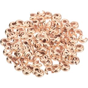 uxcell 150pcs Crimp Bead Covers, 5mm/0.2" Half Round Open Crimp Beads Knot Cover Metal Small Loose Beads End Tip for Bracelet Jewelry Making Craft DIY, Light Gold