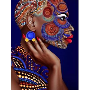 Skryuie 5d Black Person Person Diamond Painting Kits - Diy Diamond Art Kits للبالغين امرأة أفريقية ، مثقاب مستدير كامل - غرزة كروس الكريستال - Craft Craft for Wall & Office Decor