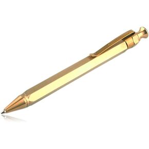 Six-Edge Solid Brass Pen, Sign Pen Ballpoint Pen with Clip