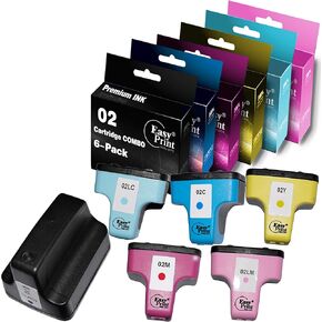 EasyPrint (مجموعة 1x) متوافق 02 استبدال خرطوشة الحبر لـ HP 02 المستخدمة لـ Photosmart C7280 C6280 C5180 C6180 D7360 D7460 8250 C7200 ، (Black ، Cyan ، Magenta ، Yellow ، Light Magenta)