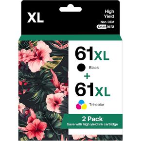 61XL حبر خرطوشة الحبر Combo Packreplacement لـ HP Ink 61 Black and Color Work with HP61 Envy 4500 4501 4502 5530 OfficeJet 4630 4635 Deskjet 1000 1010 1512 2540 Printer (2 Pack)