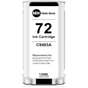 72 Ink Cartridge High Yield (6-Pack 130ML) for HP 72 Ink Cartridges Work for HP DesignJet T610 T620 T770 T790 T795 T1100 T1120 T1200 T1300 T2300 (C9403A C9370A C9371A C9372A C9373A C9374A)