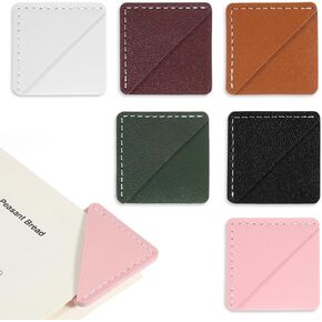6pcs Leather Corner Landmark ، مرجعية لركن مربعات مربعة مصنوعة يدويًا ، علامات كتاب لطيفة لقراءة النساء عشاق الكتب المعلم (ألوان متعددة ، 4.5 سم × 4.5 سم)
