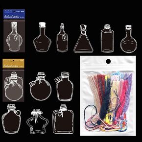 Cayway 40 PCS DIY Plant Longmark Kit - زهرة مجففة مع شرابات ، مرجعية زهرة مضغوطة على شكل زجاجة شفافة ، XC -10001