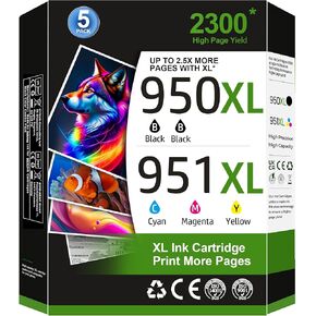 950XL 951XL Ink Cartridges Combo Pack Compatible for HP 950 951 Ink Cartridges to Use with HP OfficeJet Pro 8600 8610 8620 8100 8630 8660 8640 8615 76DW 251DW (2 Black, 1 Magenta, 1 Cyan, 1 Yellow)