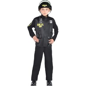Amscan Black Swat Cop Officer Costume - Medium 8-10 ، 1 PC
