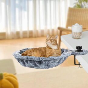 Cat Desk Bed, Steel Frame Desk Nest Cat Bed, Round Cat Beds for Desk, Desk Cat Bed Max Load 40 LBS, Perfect Cat Hammock for Desk Ideal for Home Offices