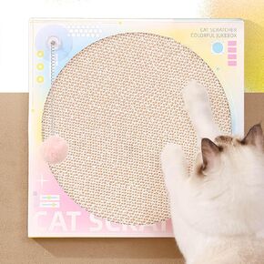 Vinyl Record Player Cat Scratcher - Cardboard Cat Scratch Pad Cat Dj Scratching Board Cat Fun Play Toys Stick to Wall 13.8" (Black)