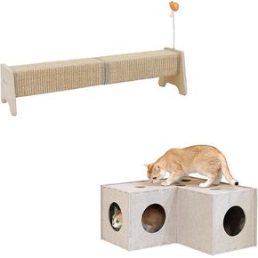 PETKARAY Horizontal Scratching Post & Cat Felt Tunnel