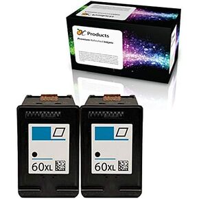 استبدال خرطوشة الحبر المعاد تشغيلها لـ HP 60XL Black لـ Envy 120 114 Deskjet F4480 F4210 D1660 F4400 Printers (2 Black)