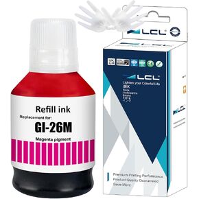 LCL GI-26 GI26 Magenta Ink Bottle Replacement for Canon 26 GI26 GI-26 Ink Refill Bottles Compatible with Canon MAXIFY GX7021 GX6021 GX7020 GX6020 GX5020 GX4020 GX3020 Printer (1-Pack)