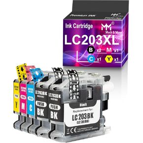 MM الكثير وأكثر توافقًا LC203 استبدال خرطوشة الحبر لـ Brother LC-203XL LC203XL LC203BK لاستخدامه في MFC-J480DW MFC-J880DW MFC-J4420DW MFC-J680DW MFC-J85DW (5-PABAB ، 2BK ، 1C ،