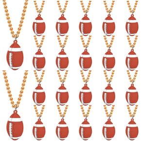 24 Pack Rugby Necklace Party Favors for Sports Themed Baby Shower, Birthday Party Goodie Bag Fillers, School Carnival Rewards, Photography Props, Home Decorations, Classroom Prize