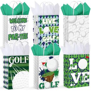 Aoriher 24 PCS Golf Party Party With With Tissue Paper Golf Goodie Gift Fags Golf Wolf Candy Acags With Monled for Birthday Forms Decorations