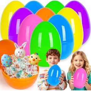 24 PCS 6 "Jumbo Plastic Easter Eggs Fillable ، عملاق Easter Easter Elgs قابل للملء ملونًا مشرقًا للأطفال فتيات الفتيات الفصول الدراسية جوائز Easter Stainsers Party Favors