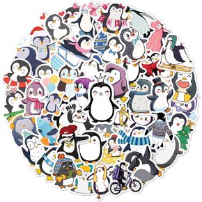 ملصقات بينجوين لطيفة من طراز Beatri Cartoon Penguin ملصقات فينيل مقاومة للماء للأطفال المراهقين للبالغين لزجاجات المياه المحمولة.