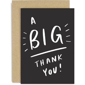 Old English Co. A BIG Thank You Card - Fun Thank You Card For Him Her Them - For Friends and Family | Blank Inside with Envelope